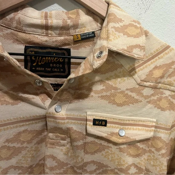 Howler Bros Ranchero Polo – Men’s Small – Brown Aztec – Pearl Snap – NWT - Picture 3 of 5